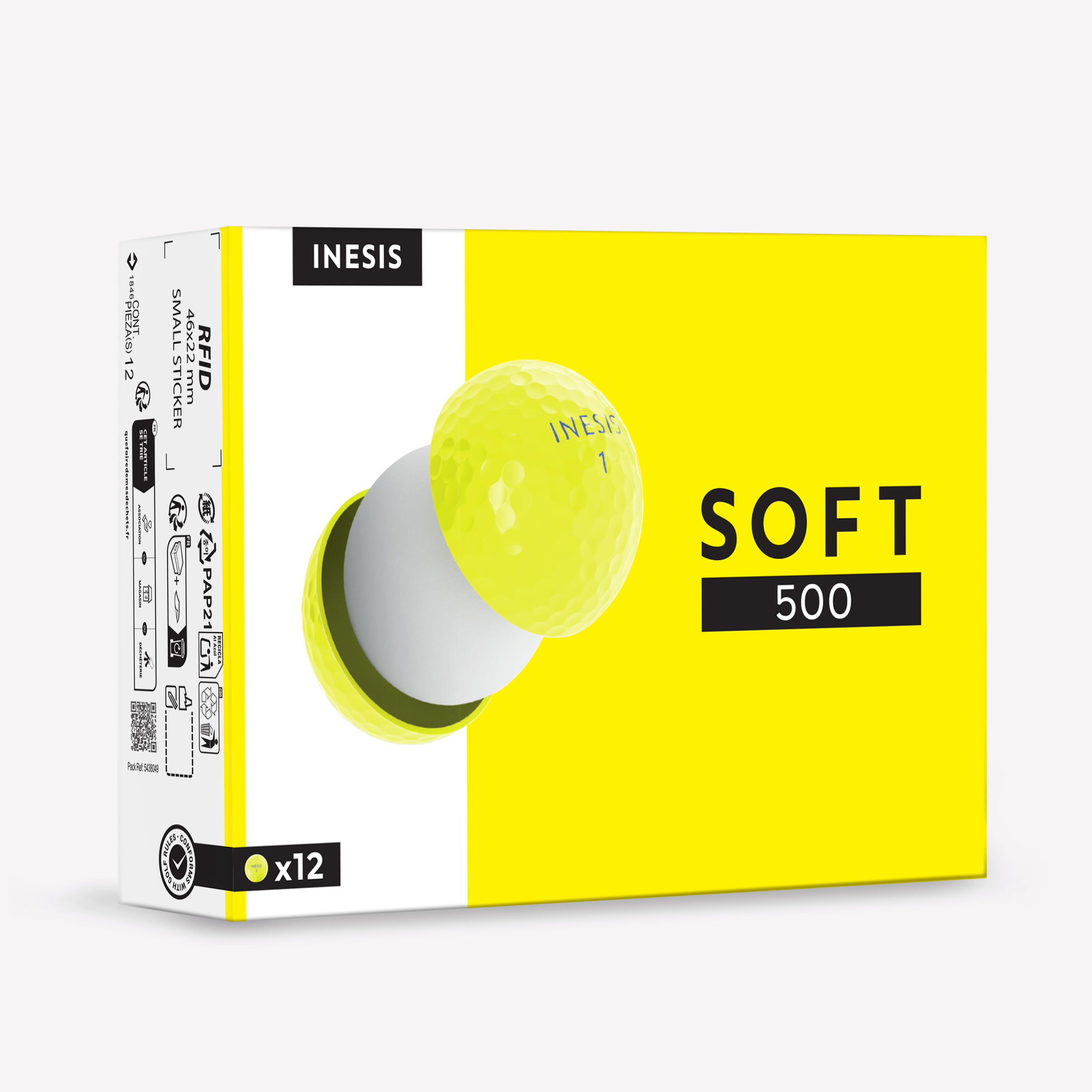 INESIS Golf balls x12 - INESIS Soft 500 yellow